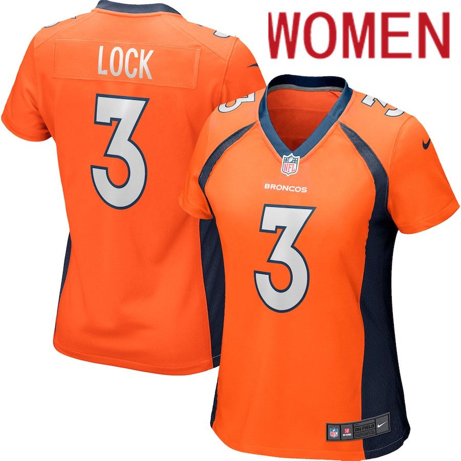Women Denver Broncos #3 Drew Lock Nike Orange Game Player NFL Jersey->women nfl jersey->Women Jersey